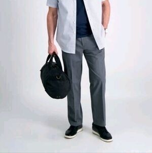 Haggar size 40×32 No-Iron Khaki Heather Flat front, men's